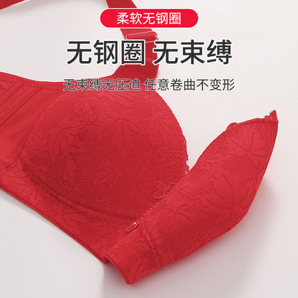 Cross-border plus size Adjustable Sexy Lace Bra Comfortable Side Gathering Bra