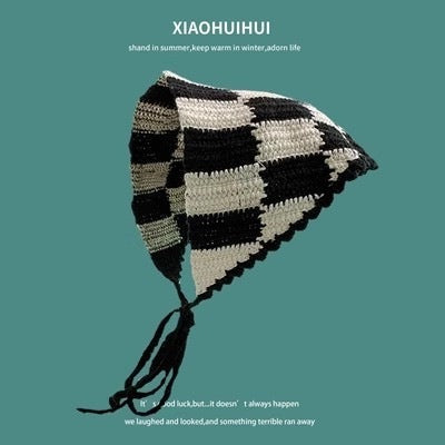 Hot Girl Internet Celebrant Photo Flower French Style Triangle Scarf Headscarf Women's Cute Knitted Hair Band Silk Scarf High-grade Headwear Summer