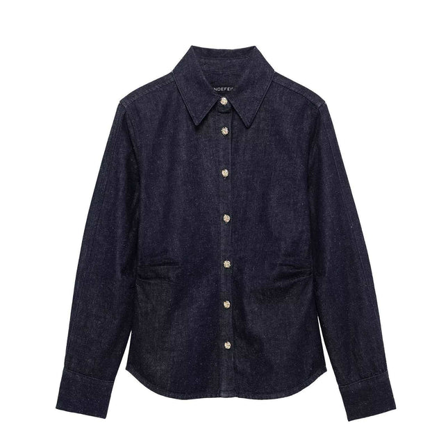 Denim Shirt Women's Cross-Border Women's Clothing Wholesale Details Street Fashion Pleated Spring New Products Europe and America Aliexpress