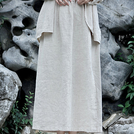 Cotton Linen Dark Cold Style Design Sense Sand Wash Linen Suit Skirt suit 2 Colors