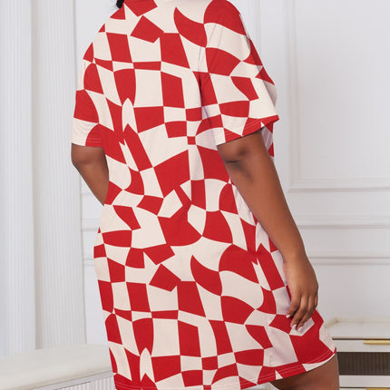 Cross-border foreign trade wholesale plus size ladies summer pajamas lapel cardigan plaid nightgown skirt can go out home clothes