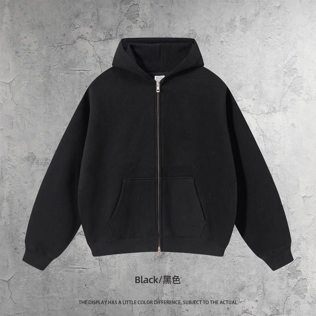 Kite Men's Clothing | Cross-Border European and American Loose Zipper Shirt Two-Piece Set for Men and Women 350g Fleece Hooded Sweatshirt and Pants Set