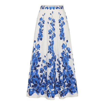 2025 Cross-Border European and American Long-Sleeved Sun Protection Swimsuit Floral Beach Vacation Split New Beach Skirt Suit 25325