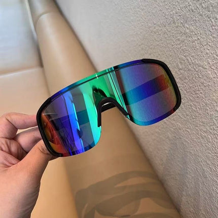 Personalized Reflective Outdoor Cycling Glasses Road Cycling Sports Night Cycling Sunglasses Women's Trendy Large Frame Windproof Goggles