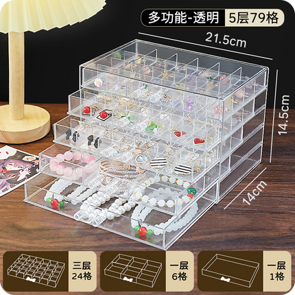 Cross-border Explosions Desktop Drawer Type Jewelry Storage Box Transparent Split Multi-layer Diamond Box Earring Needle Necklace Bracelet Box