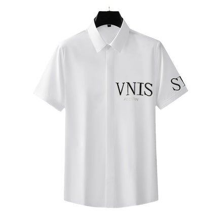 Shirt with a Light Luxury and High-End Feel, Embroidered with Rhinestones, Vnis Short-Sleeve Shirt, Light Luxury, Stylish Men's Casual Versatile Shirt