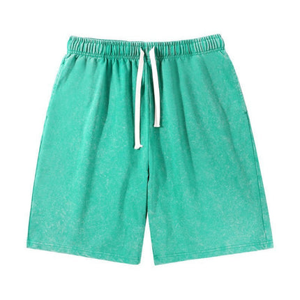 Foreign trade European code wash old shorts 300G heavy cotton fashion brand retro five-point pants men's summer casual pants