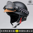 Knob adjustment (52-58cm) / [same style as the main picture] matt black + black rimmed black goggles + double brim + black and white checkered face towel