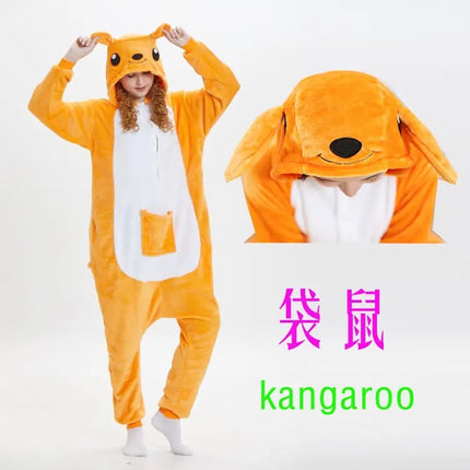 Mixed batch autumn and winter flannel adult cartoon conjoined animal pajamas red dinosaur home clothes toilet thickened wholesale