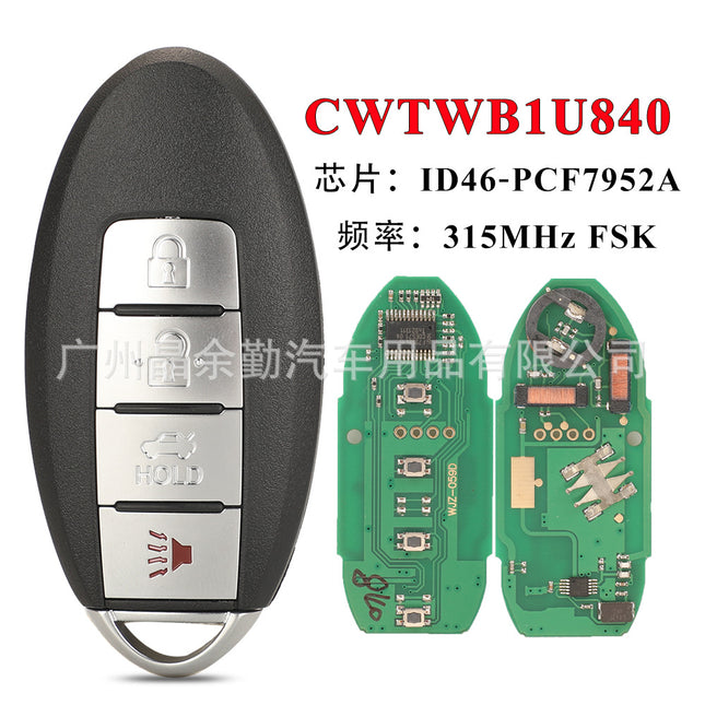 CWTWB1U840 application 4 key Nissan smart card key remote control 315Mhz chip ID46 PCF7952