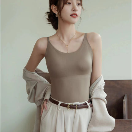Summer Thin Seamless Underwear with Beautiful Back Design, Integrated Anti-Gravity Lifting Bra, Women's Gathered Soft Support Vest