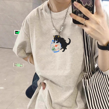 Pure Cotton Short-Sleeve T-Shirt for Women 2026 New American Retro Design Niche Half-Sleeve Top Women's Loose Trendy Brand T-Shirt