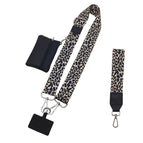 Khaki leopard print + black coin purse + mobile phone gasket + hand strap