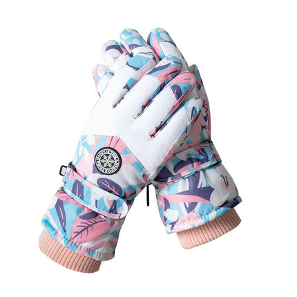 Winter ski gloves men and women warm outdoor riding motorcycle mountaineering thickened waterproof windproof cold-proof gloves A3HX
