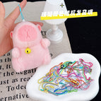 About 11cm high / Light pink gold bell + a random color bead chain