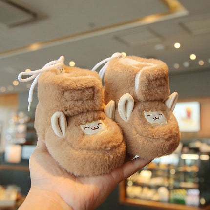 Baby Shoes Autumn and Winter Fleece-Lined Thick Plush Cotton Shoes Non-Falling Boots 0-6-12 Months Male and Female Baby Soft Sole Toddler Shoes