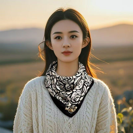 New 65.65 Magnetic Buckle Scarf Women's Square Scarf Winter Lazy Pendant Ins Scarf Scarf Decorative Fashion All-match