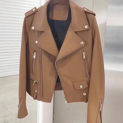 Foreign Trade Men's Clothing Wholesale Men's Motorcycle Leather Jacket 2025 Spring, Autumn and Winter New Leather Jacket Korean Style Slim Men's Leather Jacket