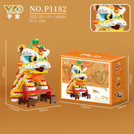 Yu Gao micro-particle assembled creative toy building blocks P1181-1183 lion dance series wholesale generation