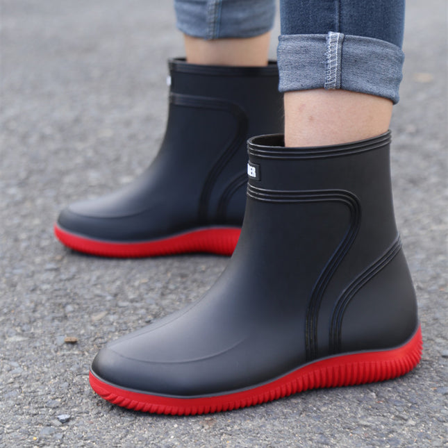 Rain Boots New Men's Waterproof Fleece-Lined Warm Water Boots Mid-Tube Non-Slip Wear-Resistant Rain Boots Fishing Kitchen Work Rubber Shoes