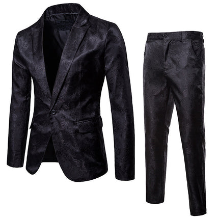 2023 foreign trade autumn new men's bright face dark pattern suit nightclub one button men's lapel suit suit