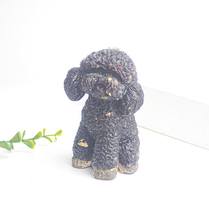 Natural Crystal Crushed Stone Resin Teddy Dog Animal Figurine Decoration for Home Desktop Decoration Cute Amethyst