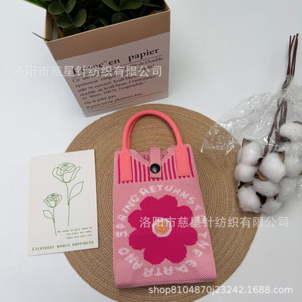 Girl's Heart-Shaped Knitted Crossbody Bag