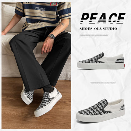 Canvas Shoes 2026 Summer Printed Letter Slip-On Lazy Shoes Korean Style Student White Shoes Ins Street Style Casual Shoes