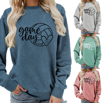 Cross-border supply of foreign trade in Europe and the United States game day printed round neck women's jacket sweater coat European size plus size
