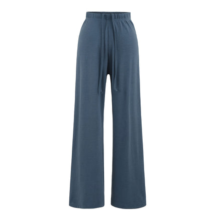American Style Retro Summer Air-drying Knitted Wide-leg Casual Pants High Waist Drawstring Loose Straight-leg Pants Dipping Trousers