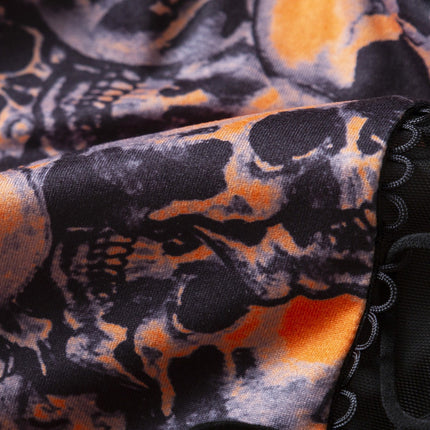 Cross-Border In-Stock Fast Delivery Halloween Milk Silk Skull Print Tie-Up Tight-Fitting Sexy Spaghetti Strap Bodysuit