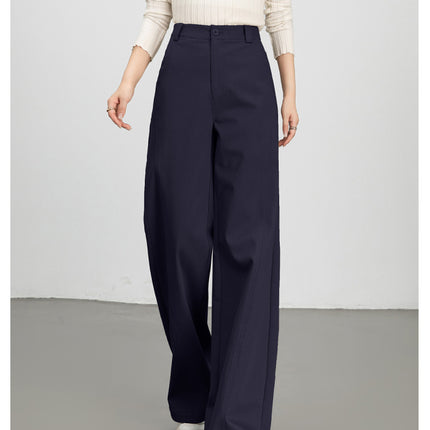 Mingbo Wide-Leg Pants for Women, Loose-Fitting Drop-Leg Pants, 2025 Spring and Autumn New Style, High-Waisted, Slimming, Casual Workwear, Tencel Cotton Pants