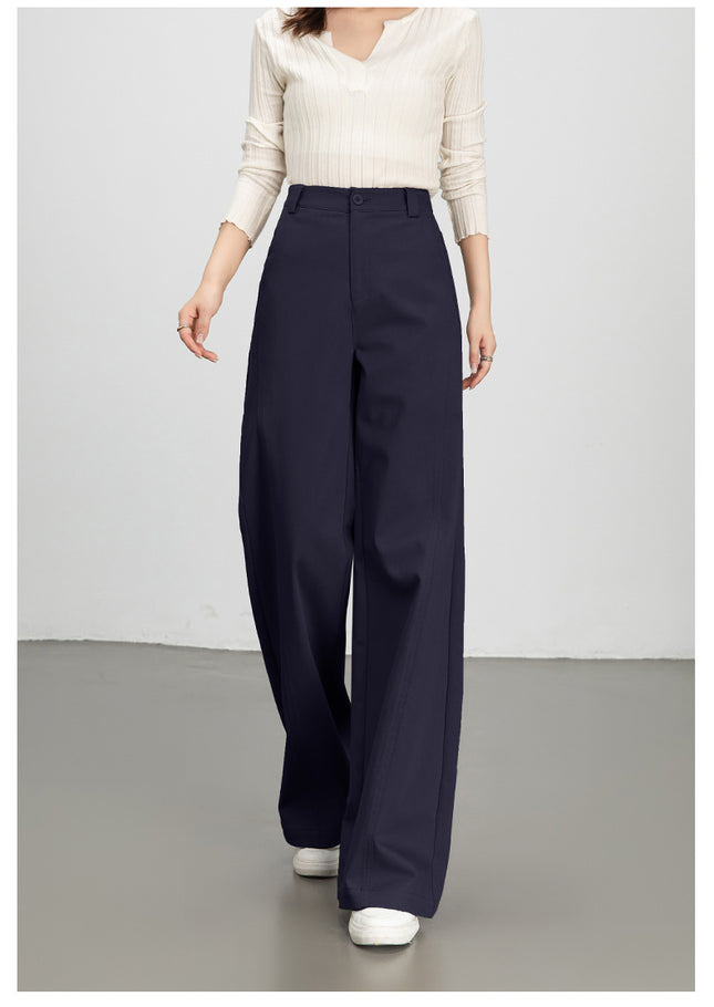 Mingbo Wide-Leg Pants for Women, Loose-Fitting Drop-Leg Pants, 2025 Spring and Autumn New Style, High-Waisted, Slimming, Casual Workwear, Tencel Cotton Pants