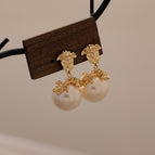 【2465】 metal pearl earrings