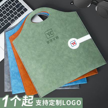 A4 Leather File Bag Handbag Custom Printable Logo Waterproof Storage Portable File Bag A4 Small Data Bag
