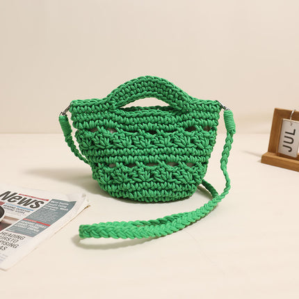 Cute Crossbody Cotton Woven Bag New Mobile Phone Bag Hollow Hand Straw Woven Bag Holiday Beach Bag All-match Women's Bag