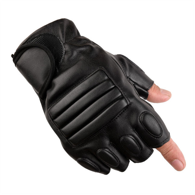 Wholesale pu half finger gloves imitation leather outdoor non-slip Men's Fitness gloves half sports motorcycle riding tactical gloves