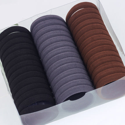Simple Hair Rope Women's Leather Cover Rubber Band Women's Tie High Elastic Durable Hair Rope Black Headwear Thick Hair Ring