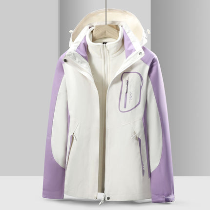 Jacket Women's Autumn and Winter Three-In-One Detachable Windproof and Waterproof Mountaineering Clothing Outdoor Skiing and Camping Style Same Style for Men and Women