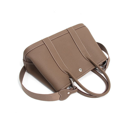 2025 New Women's Bag Top Layer Cowhide Large Capacity High-end Garden Bag Fashionable All-match Commuter Leather Handbag