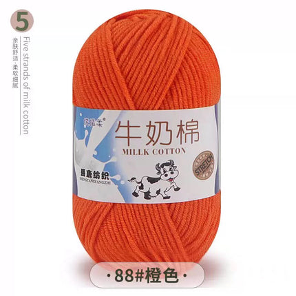 Five-Strand Milk Cotton Yarn Wholesale Medium-Thick Yarn Crochet Doll Shoes Scarf DIY Knitting Material Kit Crochet
