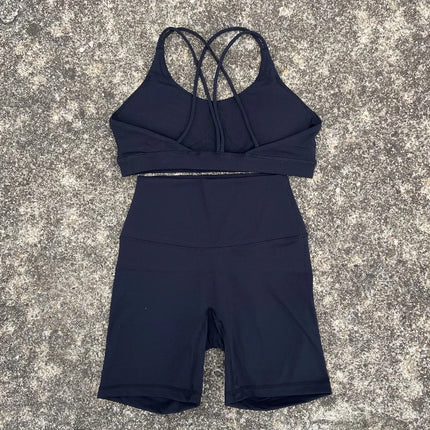 Solid Color Women's Naked Tight Yoga Shorts suit Hollow-out Cross-back Sports Underwear gym yoga set