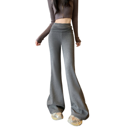 Autumn and Winter Knitted Drape Pants Mop Pants High Waist Gray Micro-lar Casual Trousers Slimming Yoga Bell Pants Women