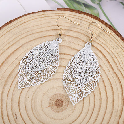 Fashion versatile personality double leaf earrings hollow hand-felt paint matted leaf earrings earrings manufacturers direct supply