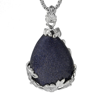 Elegant Elegant Silver Alloy Torus Crystal Pendant Drop Shape Natural Crystal Craft Necklace Pendant
