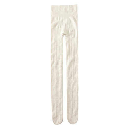 Spring and Autumn Knitted Cotton Twist Leggings White Pantyhose Autumn and Winter Women's Outer Wear Fleece-Lined Thickeneded Warm Leggings