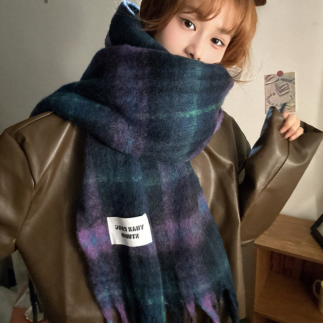 Falling Pool Knitted ~ Korean Style Tassel Scarf Women's Winter High-end Warm All-match Cold-proof Thickened Long Shawl Scarf