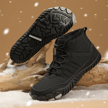 Couple's Large Size Snow Boots for Men, Winter Fleece-Lined and Thickened, Outdoor Waterproof and Non-Slip High-Top Cotton Boots, Hiking Snow Shoes, Extra Large Size