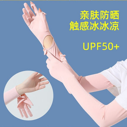 Summer sunscreen UV ice sleeve extended ice sleeve female nylon ice silk outdoor riding sunscreen gloves wholesale