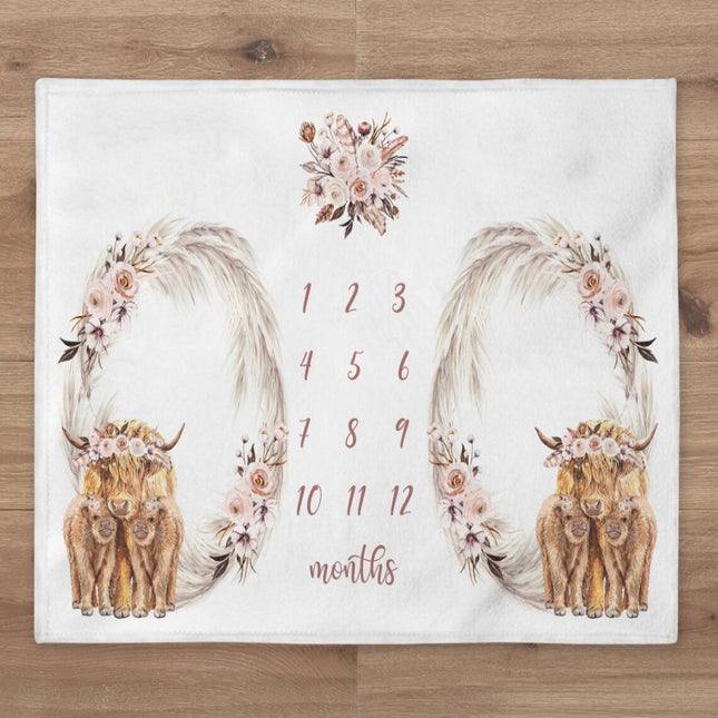 Baby Milestone Flannel Photo Blanket 150x100cm Animal Patterns Newborn to 6 Years All Seasons Customizable / Couverture Photo Bébé Flanelle Jalons 150x100cm Motifs Animaux Nouveau-Né à 6 Ans Toutes Saisons Personnalisable